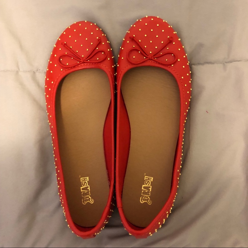 NWOT- Red Flats w/ Gold Studs